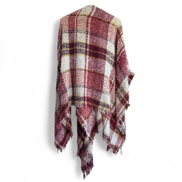 EST 1946 (Cato)Plaid Fringe Shawl Wrap fuzzy one size fits all - Picture 2 of 5